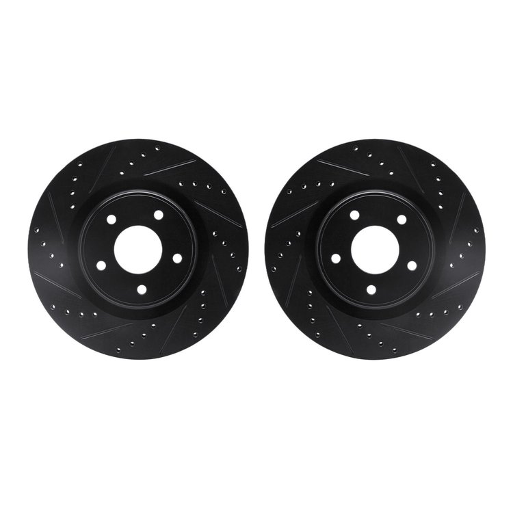 8002-67007 Drilled/Slotted Brake Rotors [Black], Fits Select Infiniti/Nissan, Position: Front