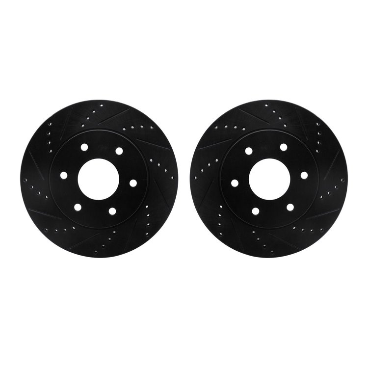 8002-67011 Drilled/Slotted Brake Rotors [Black], 2004-2005 Infiniti/Nissan, Position: Front