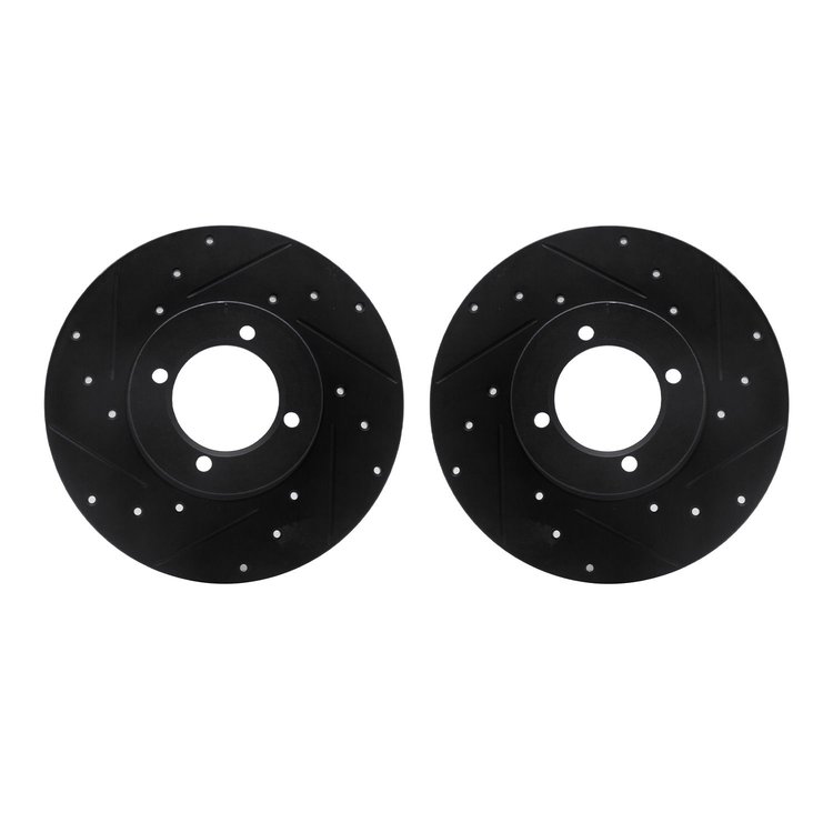 8002-67018 Drilled/Slotted Brake Rotors [Black], 1980-1983 Infiniti/Nissan, Position: Front