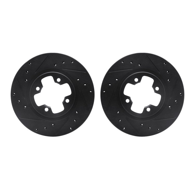 8002-67019 Drilled/Slotted Brake Rotors [Black], 1981-1988 Infiniti/Nissan, Position: Front