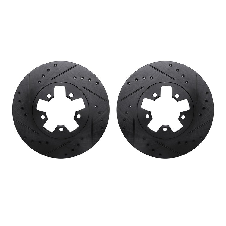 8002-67020 Drilled/Slotted Brake Rotors [Black], 1984-1989 Infiniti/Nissan, Position: Front