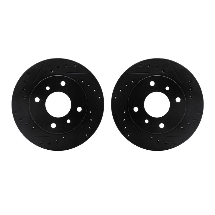 8002-67023 Drilled/Slotted Brake Rotors [Black], 1989-1996 Infiniti/Nissan, Position: Front