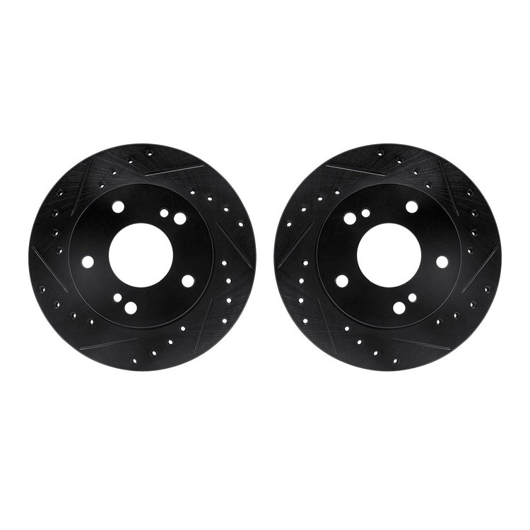 8002-67024 Drilled/Slotted Brake Rotors [Black], 1994-1996 Infiniti/Nissan, Position: Front