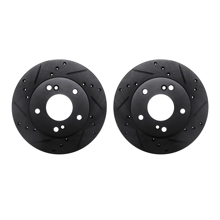 8002-67025 Drilled/Slotted Brake Rotors [Black], 1996-1998 Infiniti/Nissan, Position: Front