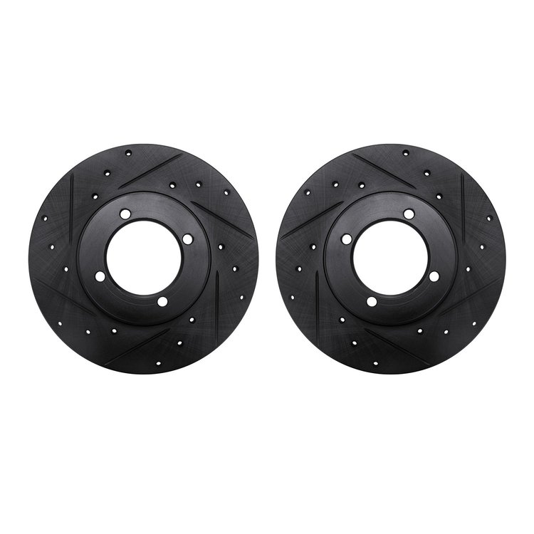8002-67026 Drilled/Slotted Brake Rotors [Black], 1970-1973 Infiniti/Nissan, Position: Front