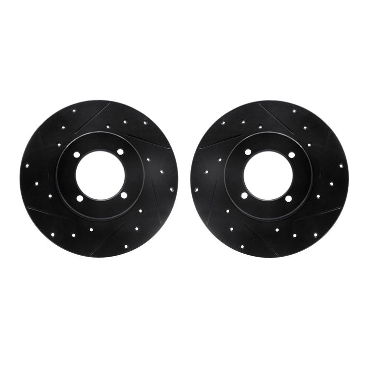 8002-67027 Drilled/Slotted Brake Rotors [Black], 1974-1978 Infiniti/Nissan, Position: Front