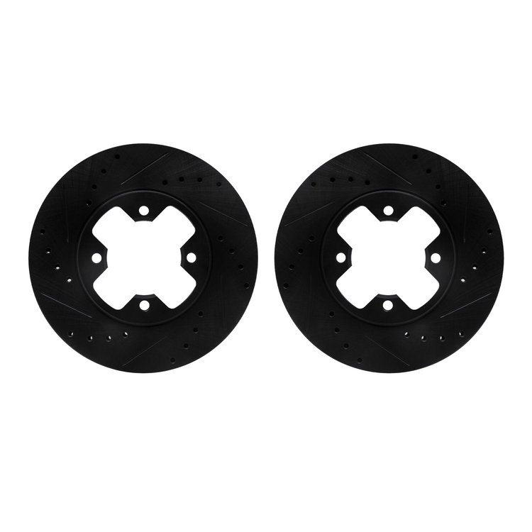8002-67028 Drilled/Slotted Brake Rotors [Black], 1979-1983 Infiniti/Nissan, Position: Front