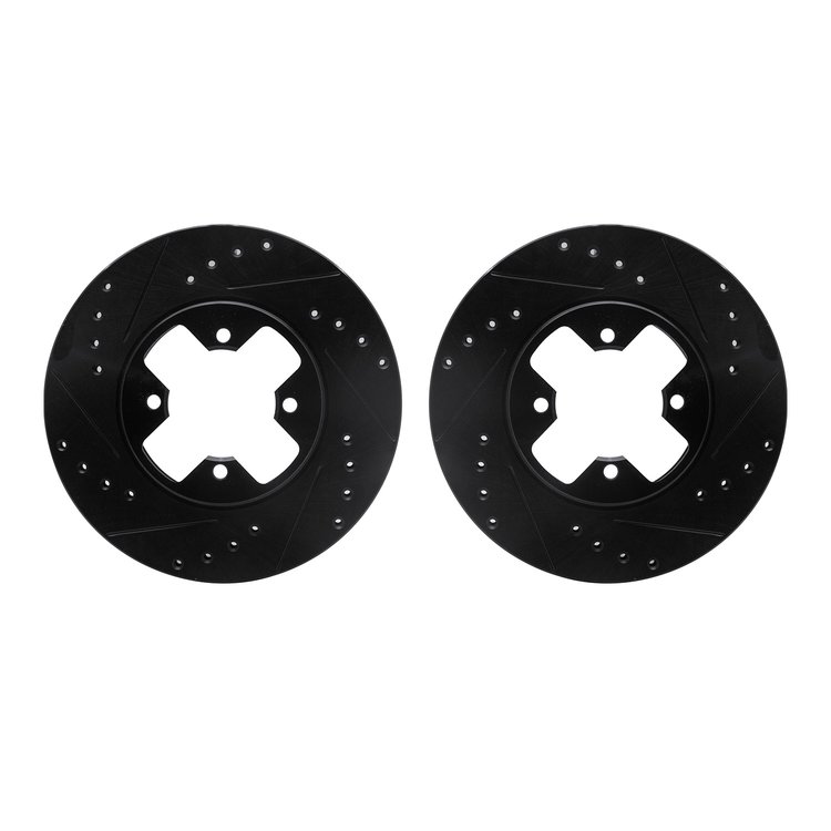 8002-67029 Drilled/Slotted Brake Rotors [Black], 1984-1985 Infiniti/Nissan, Position: Front
