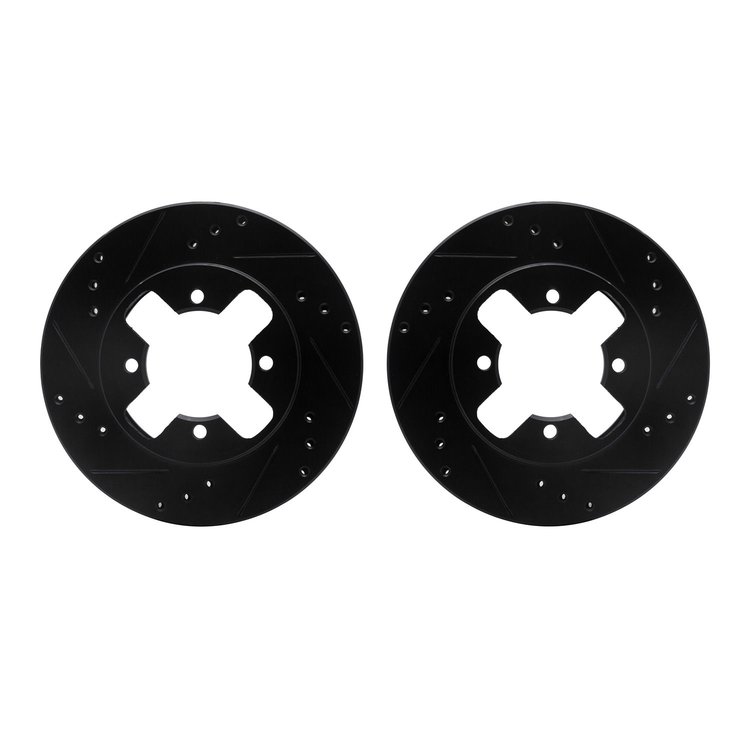 8002-67030 Drilled/Slotted Brake Rotors [Black], 1984-1986 Infiniti/Nissan, Position: Front