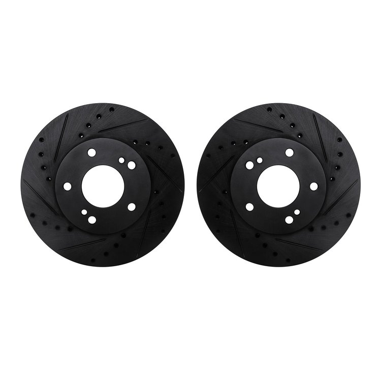 8002-67031 Drilled/Slotted Brake Rotors [Black], 1989-1990 Infiniti/Nissan, Position: Front
