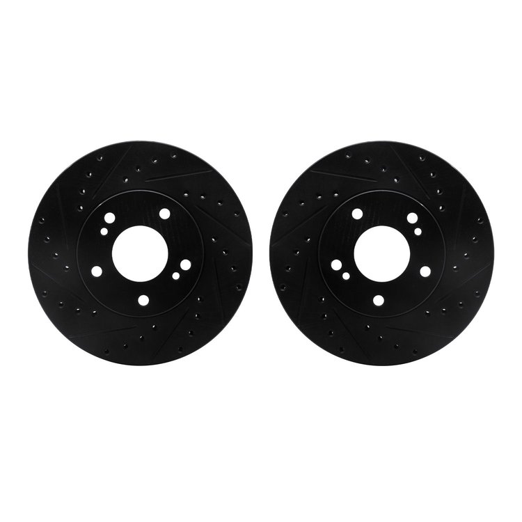 8002-67032 Drilled/Slotted Brake Rotors [Black], 1989-1996 Infiniti/Nissan, Position: Front