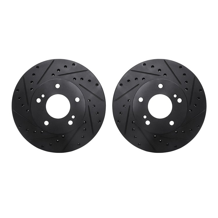 8002-67033 Drilled/Slotted Brake Rotors [Black], 1987-1989 Infiniti/Nissan, Position: Front