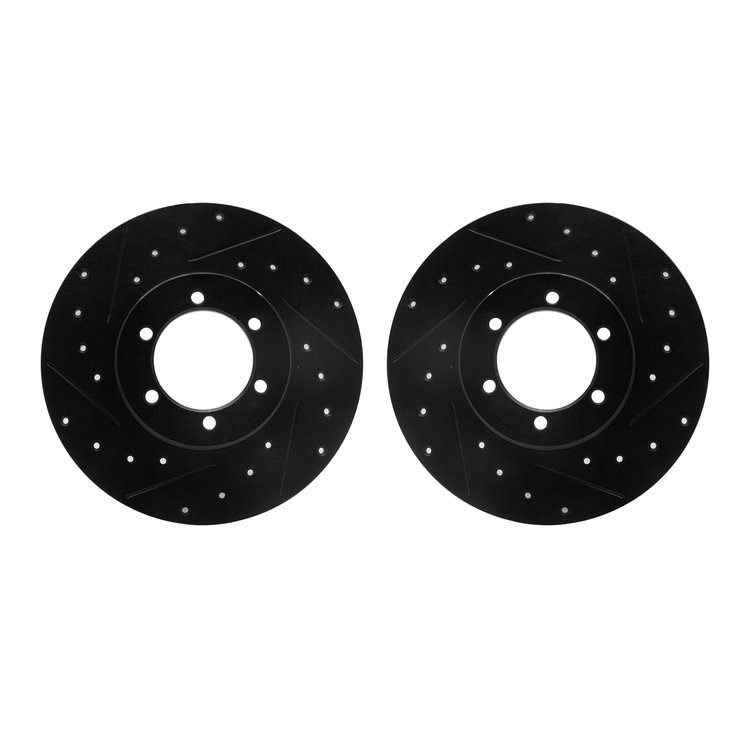 8002-67037 Drilled/Slotted Brake Rotors [Black], 1978-1982 Infiniti/Nissan, Position: Front