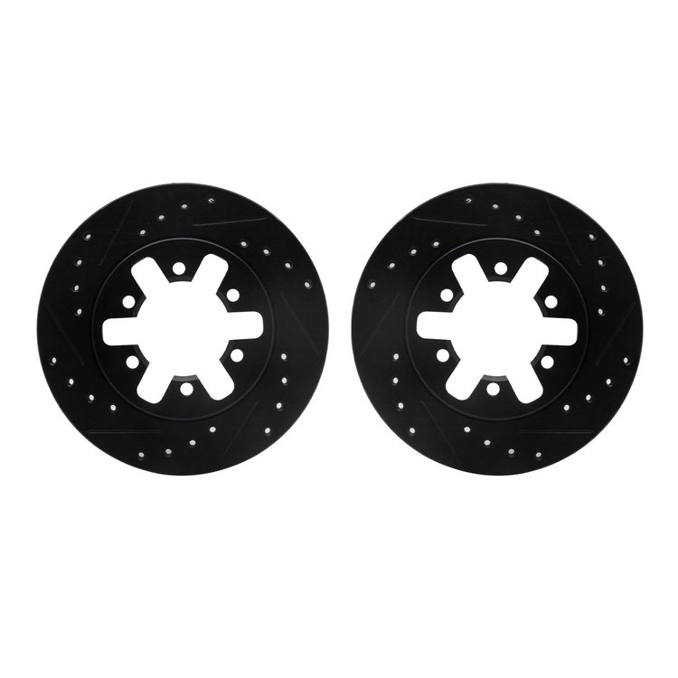 8002-67038 Drilled/Slotted Brake Rotors [Black], 1982-1985 Infiniti/Nissan, Position: Front