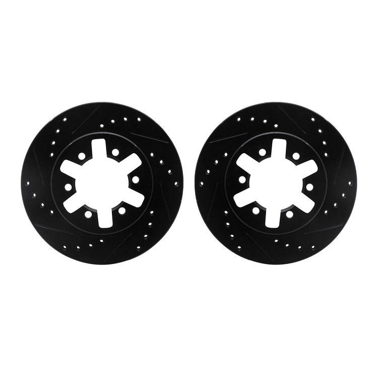 8002-67039 Drilled/Slotted Brake Rotors [Black], 1985-1997 Infiniti/Nissan, Position: Front