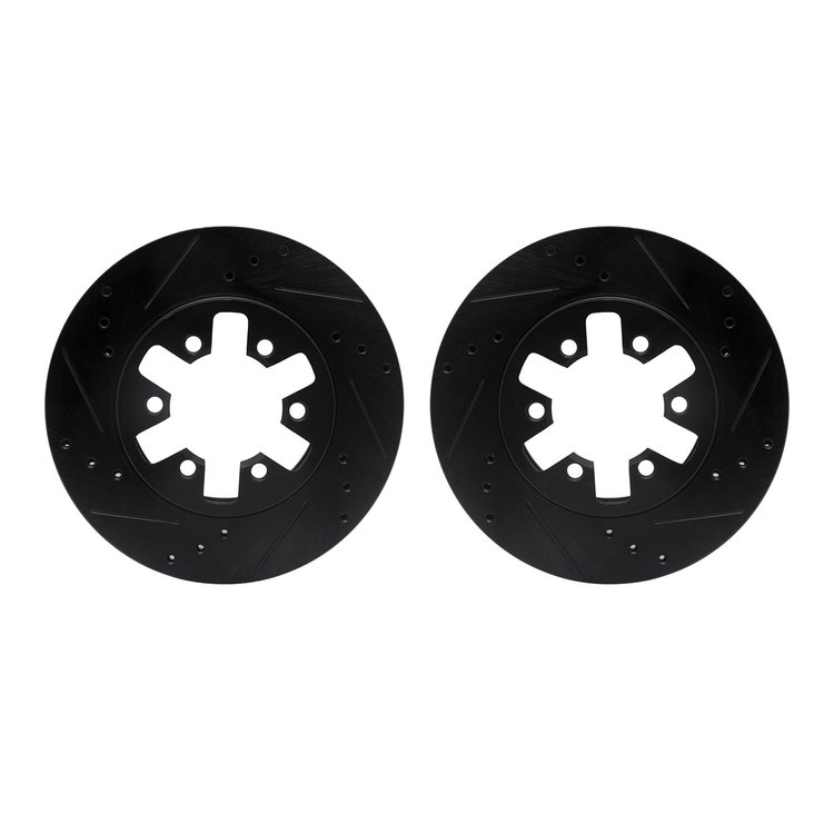 8002-67040 Drilled/Slotted Brake Rotors [Black], 1985-2012 Infiniti/Nissan, Position: Front