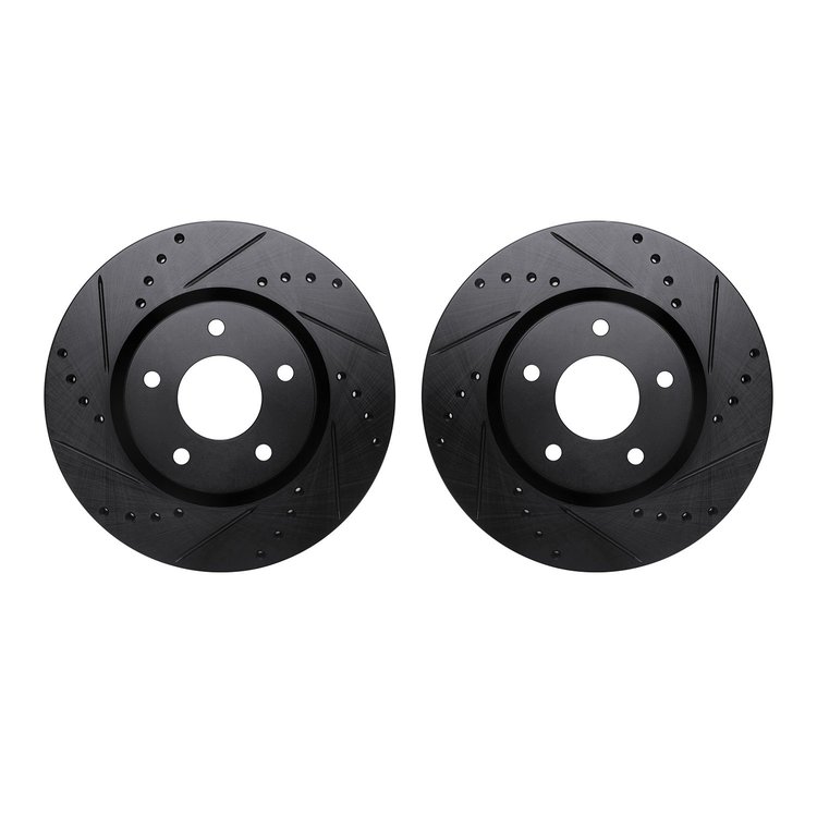 8002-67046 Drilled/Slotted Brake Rotors [Black], Fits Select Infiniti/Nissan, Position: Front