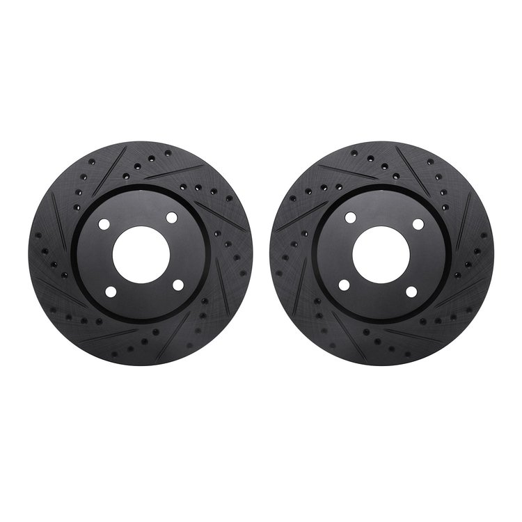 8002-67047 Drilled/Slotted Brake Rotors [Black], 2007-2014 Infiniti/Nissan, Position: Front