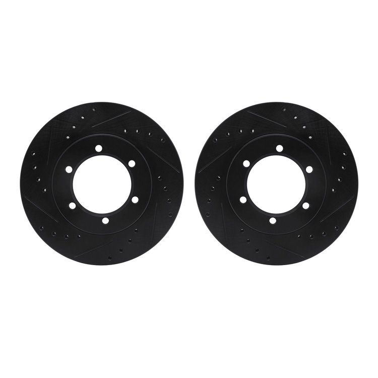 8002-67048 Drilled/Slotted Brake Rotors [Black], 1998-2015 Infiniti/Nissan, Position: Front