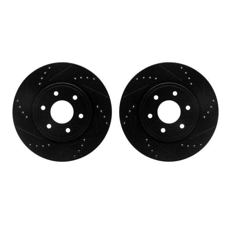 8002-67049 Drilled/Slotted Brake Rotors [Black], Fits Select Multiple Makes/Models, Position: Front