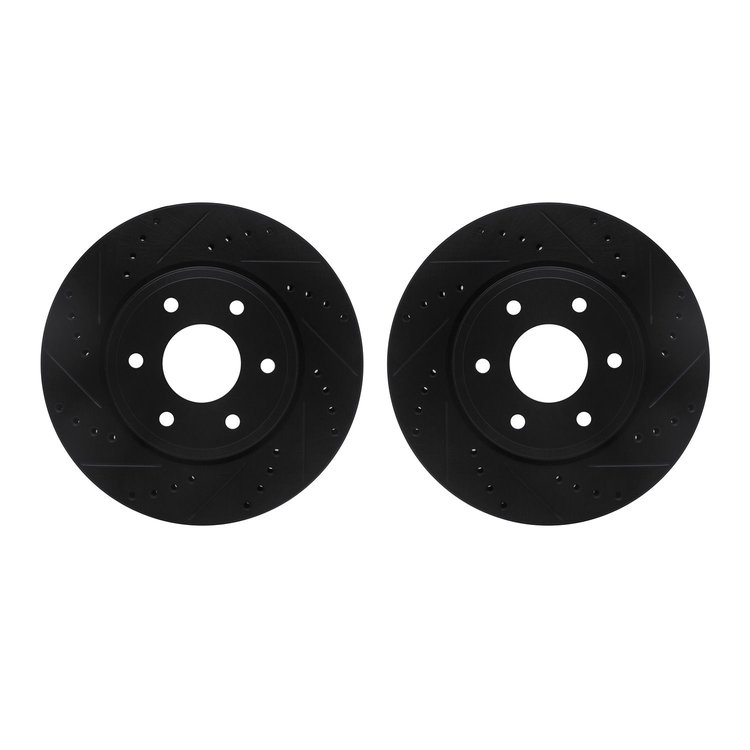 8002-67050 Drilled/Slotted Brake Rotors [Black], 2005-2021 Multiple Makes/Models, Position: Front