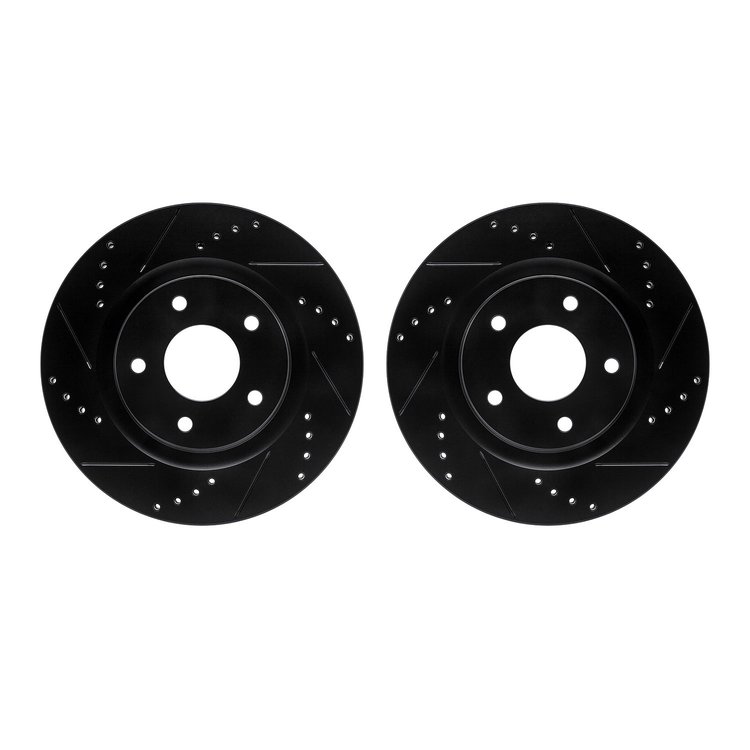 8002-67052 Drilled/Slotted Brake Rotors [Black], 2011-2019 Infiniti/Nissan, Position: Front
