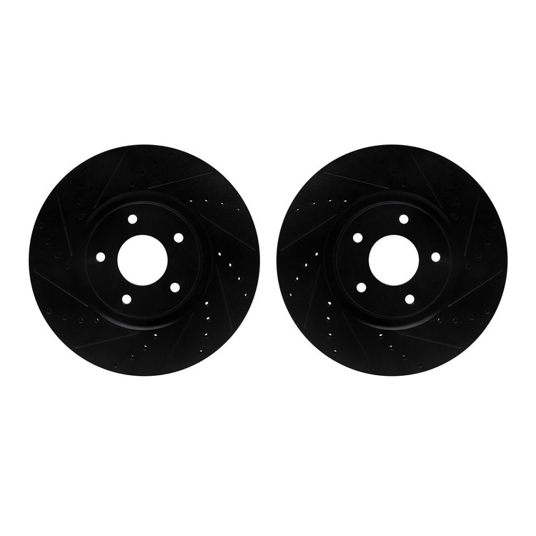 8002-67053 Drilled/Slotted Brake Rotors [Black], 2007-2017 Multiple Makes/Models, Position: Front