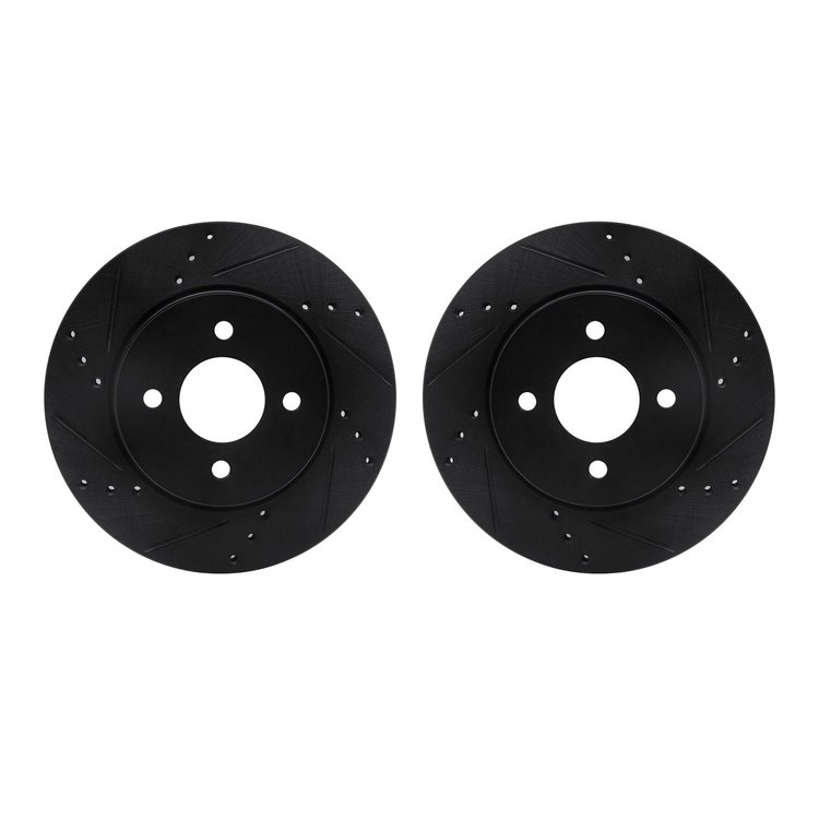 8002-67056 Drilled/Slotted Brake Rotors [Black], 2012-2019 Infiniti/Nissan, Position: Front