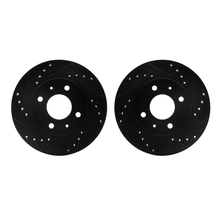 8002-67061 Drilled/Slotted Brake Rotors [Black], 1986-2017 Infiniti/Nissan, Position: Front