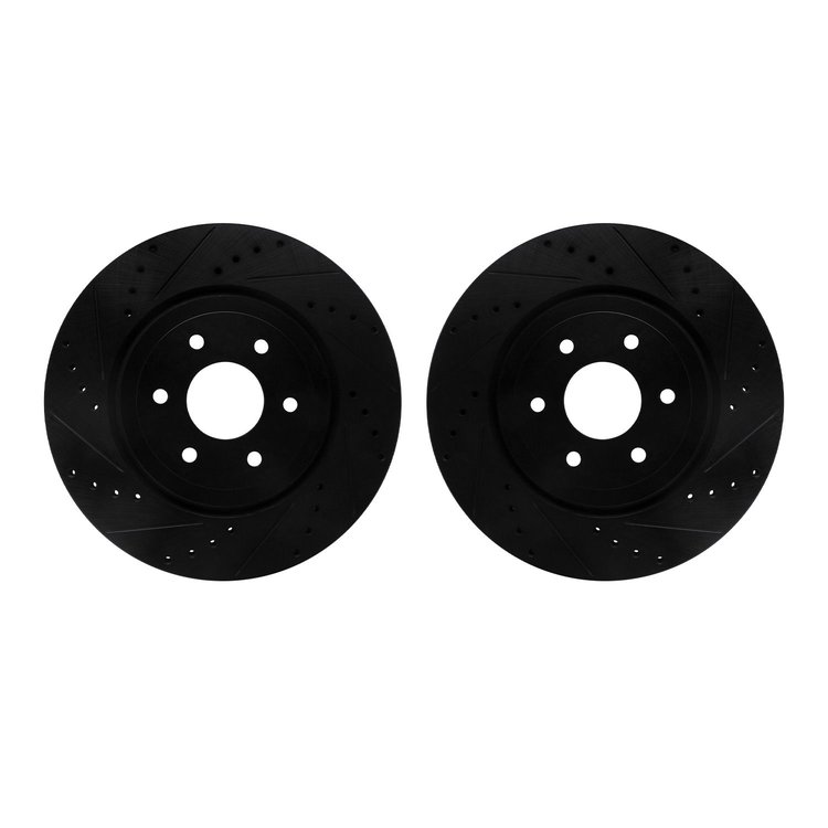 8002-67064 Drilled/Slotted Brake Rotors [Black], 2008-2011 Infiniti/Nissan, Position: Front