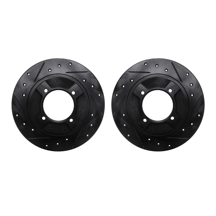 8002-67065 Drilled/Slotted Brake Rotors [Black], 1982-1986 Infiniti/Nissan, Position: Front