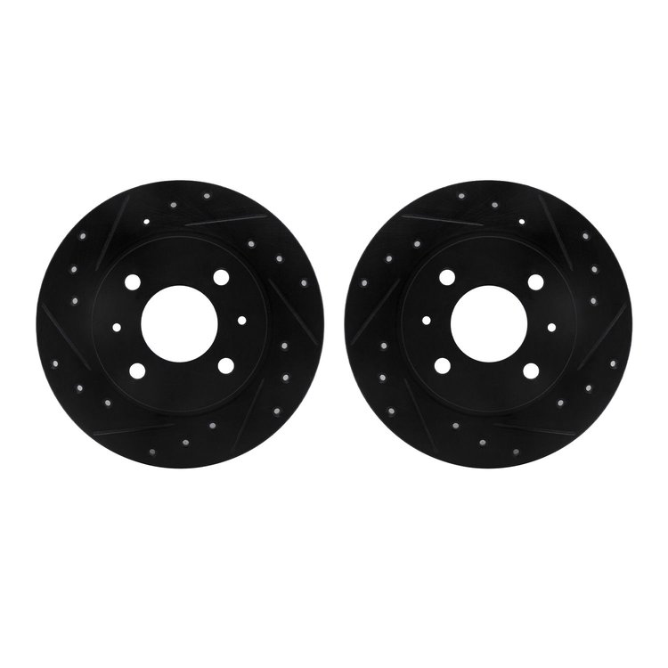 8002-67066 Drilled/Slotted Brake Rotors [Black], 1986-2006 Infiniti/Nissan, Position: Front