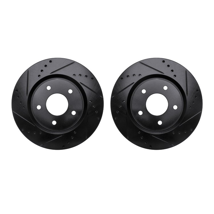 8002-67067 Drilled/Slotted Brake Rotors [Black], 2007-2015 Infiniti/Nissan, Position: Front