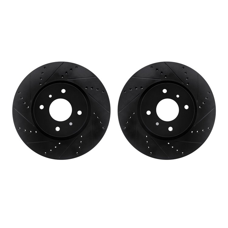8002-67070 Drilled/Slotted Brake Rotors [Black], 2004-2006 Infiniti/Nissan, Position: Front