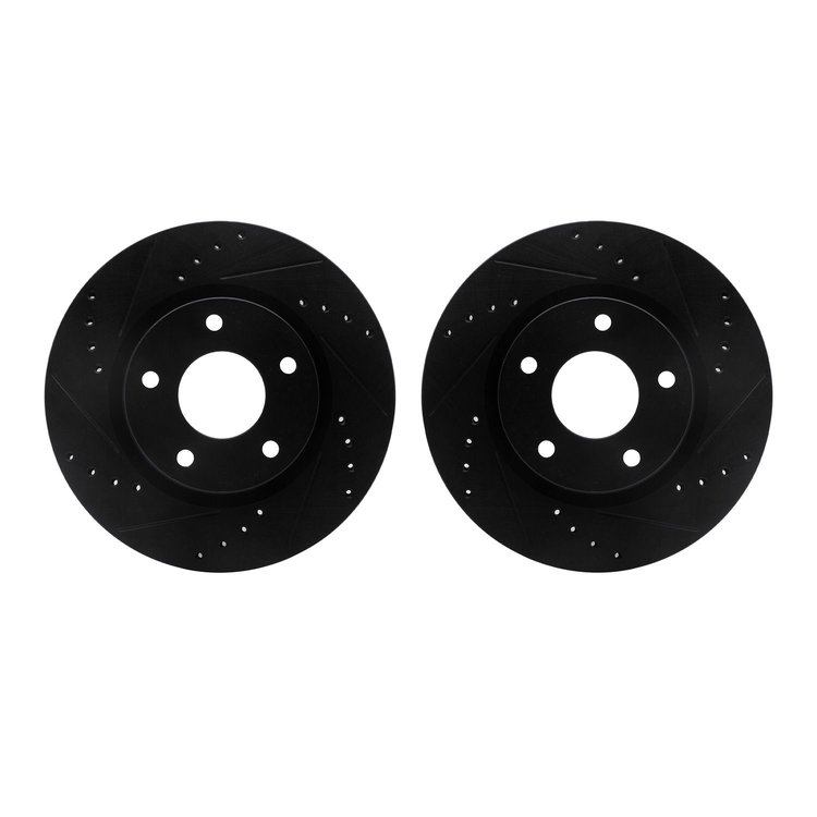 8002-67071 Drilled/Slotted Brake Rotors [Black], 2013-2019 Infiniti/Nissan, Position: Front