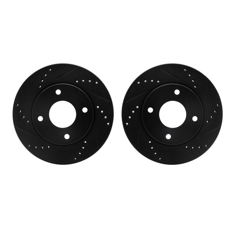 8002-67075 Drilled/Slotted Brake Rotors [Black], 2007-2017 Infiniti/Nissan, Position: Front