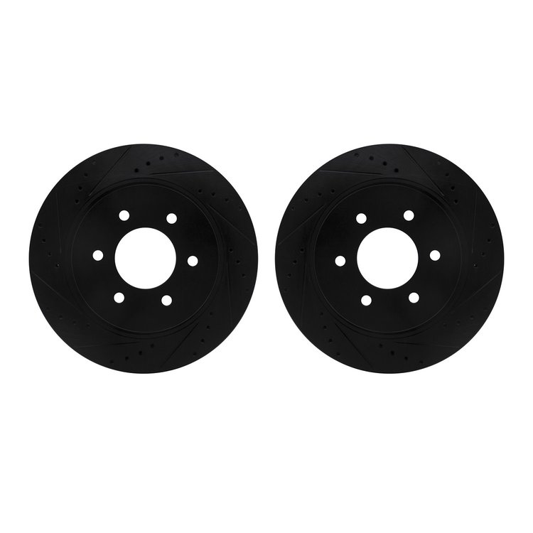 8002-67076 Drilled/Slotted Brake Rotors [Black], Fits Select Infiniti/Nissan, Position: Front