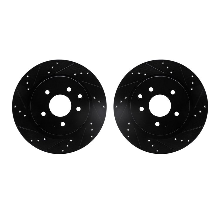 8002-67078 Drilled/Slotted Brake Rotors [Black], Fits Select Infiniti/Nissan, Position: Rear
