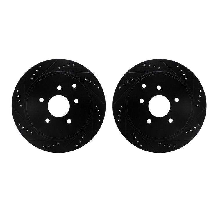 8002-67079 Drilled/Slotted Brake Rotors [Black], Fits Select Infiniti/Nissan, Position: Rear