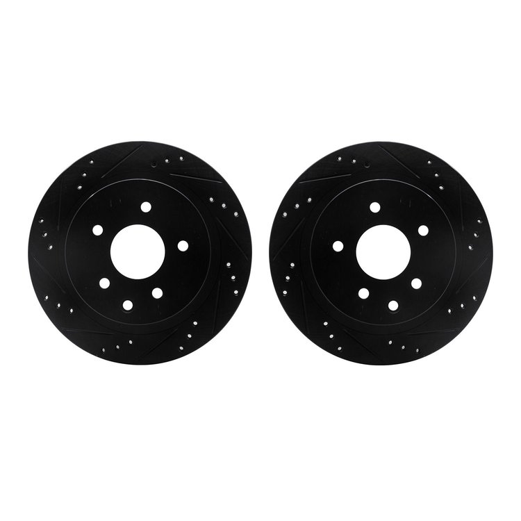 8002-67081 Drilled/Slotted Brake Rotors [Black], Fits Select Multiple Makes/Models, Position: Rear