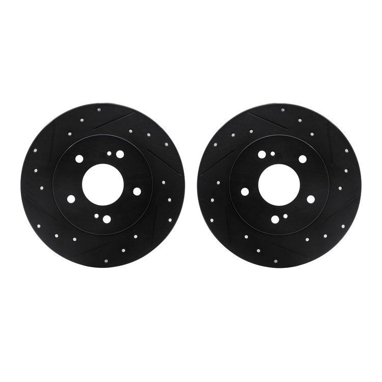 8002-67082 Drilled/Slotted Brake Rotors [Black], 1994-2004 Infiniti/Nissan, Position: Rear