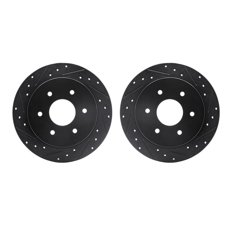 8002-67083 Drilled/Slotted Brake Rotors [Black], 2004-2015 Infiniti/Nissan, Position: Rear