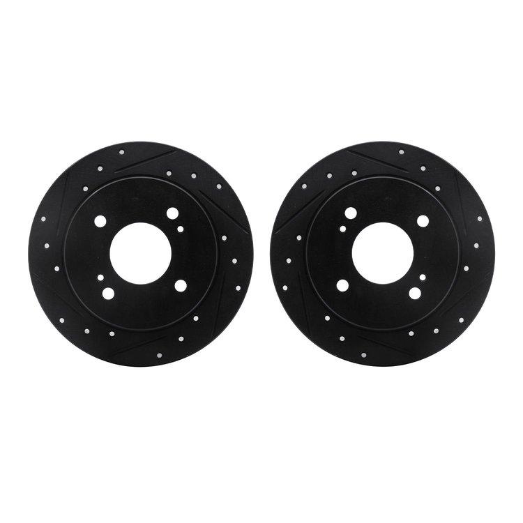 8002-67085 Drilled/Slotted Brake Rotors [Black], 1982-1988 Infiniti/Nissan, Position: Rear