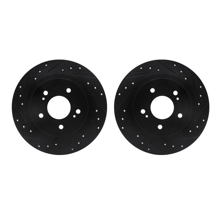 8002-67086 Drilled/Slotted Brake Rotors [Black], 1984-1988 Infiniti/Nissan, Position: Rear