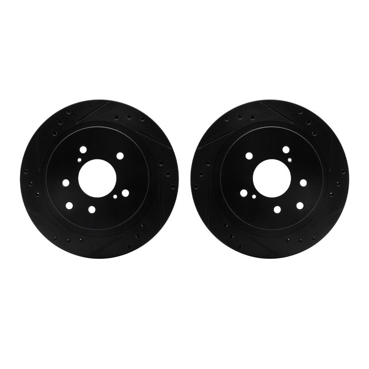 8002-67092 Drilled/Slotted Brake Rotors [Black], 1989-1996 Infiniti/Nissan, Position: Rear