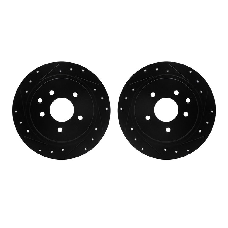 8002-67093 Drilled/Slotted Brake Rotors [Black], Fits Select Multiple Makes/Models, Position: Rear