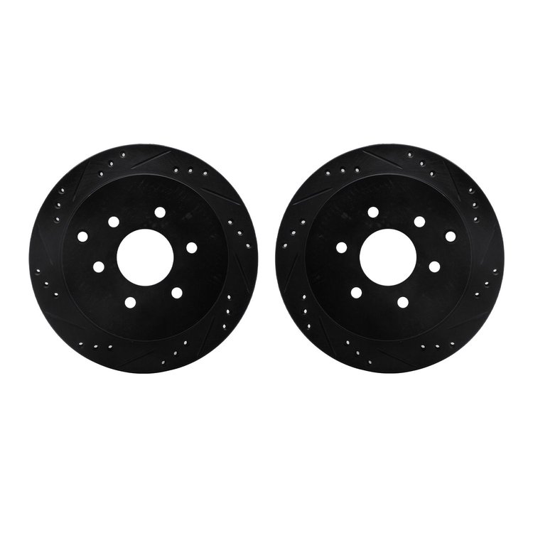 8002-67095 Drilled/Slotted Brake Rotors [Black], Fits Select Multiple Makes/Models, Position: Rear