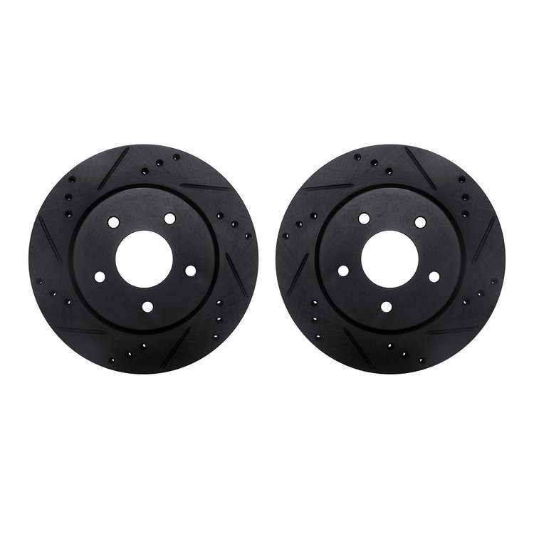 8002-67097 Drilled/Slotted Brake Rotors [Black], Fits Select Infiniti/Nissan, Position: Rear