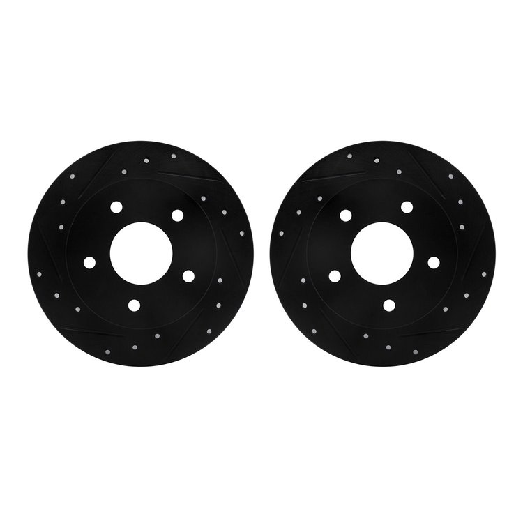 8002-67100 Drilled/Slotted Brake Rotors [Black], 1989-1993 Infiniti/Nissan, Position: Rear
