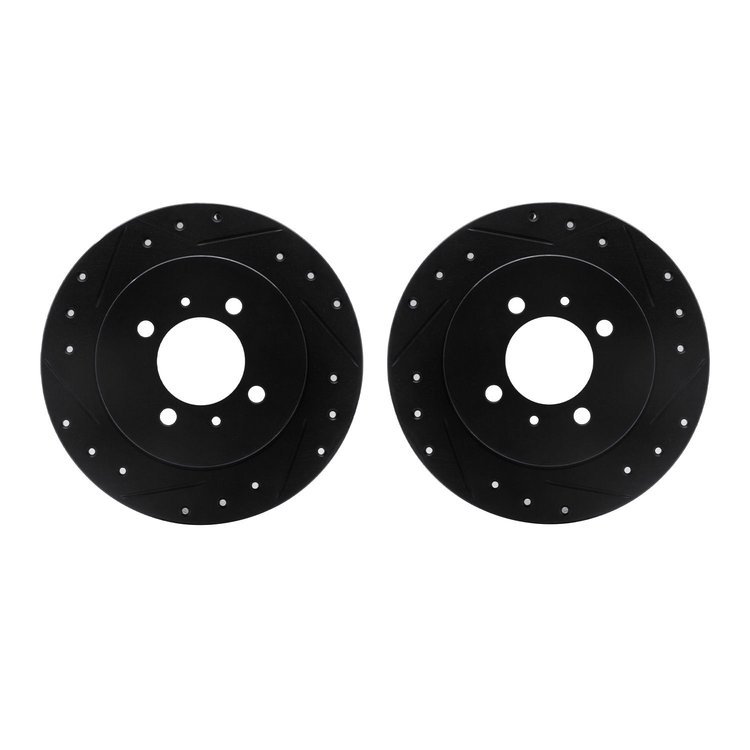 8002-67102 Drilled/Slotted Brake Rotors [Black], 1991-1994 Infiniti/Nissan, Position: Rear